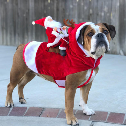 Dog Christmas Clothes – Santa Claus Riding a Reindeer