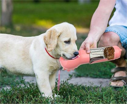 3-in-1 Portable Pet Water Bottle Feeder with Garbage Bag Storage