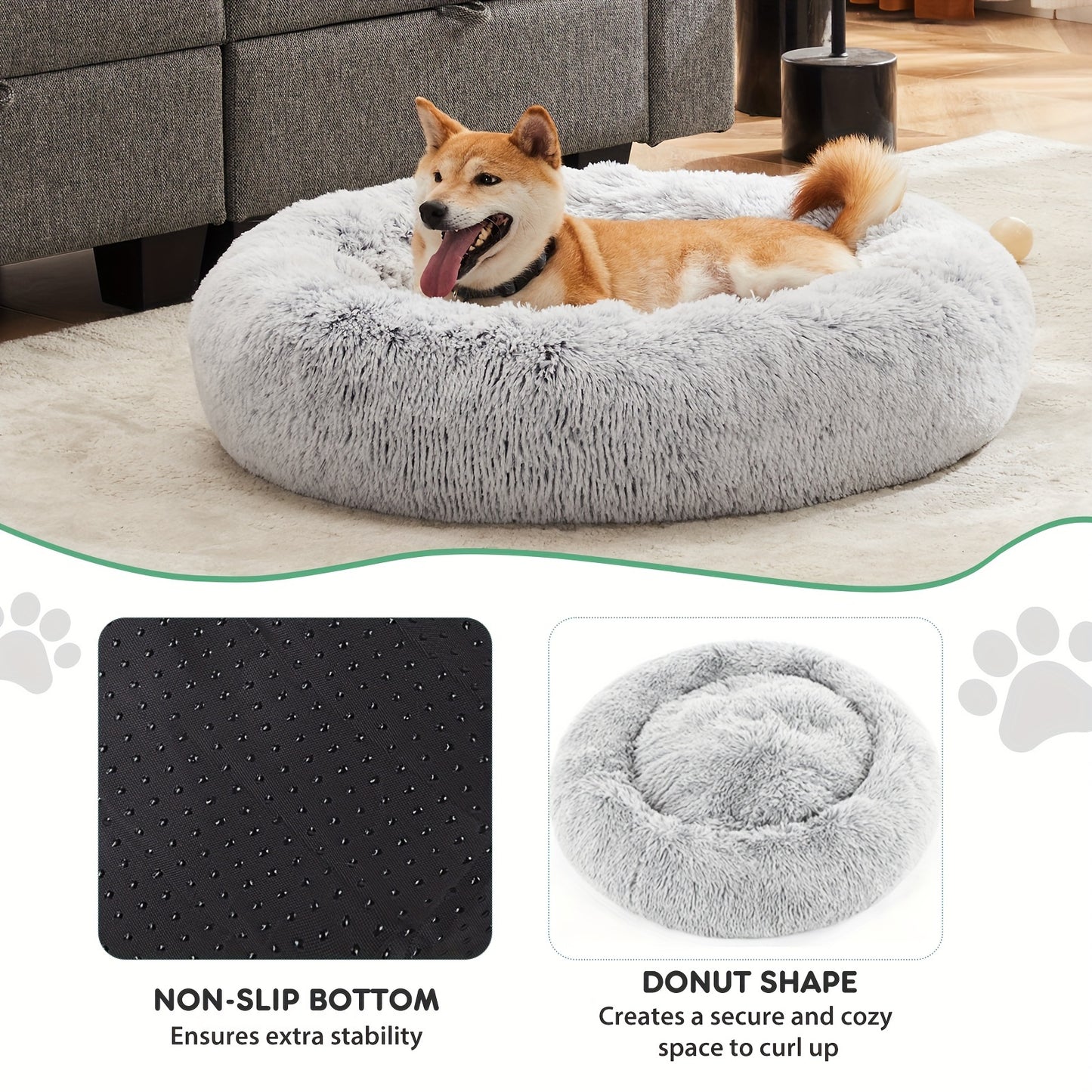 Fluffy Plush Calming Pet Bed