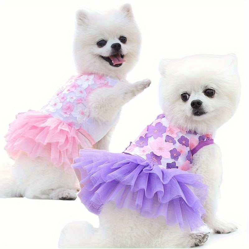 Chic Peach Blossom Dog Dress