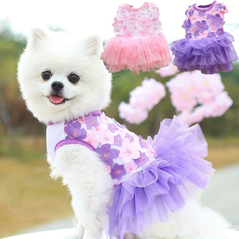 Chic Peach Blossom Dog Dress