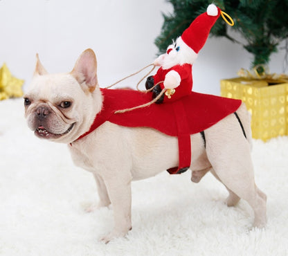 Dog Christmas Clothes – Santa Claus Riding a Reindeer