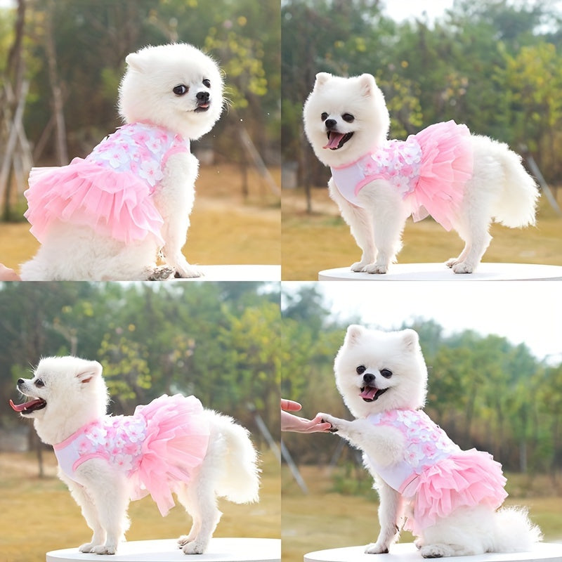 Chic Peach Blossom Dog Dress