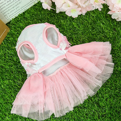 Chic Peach Blossom Dog Dress