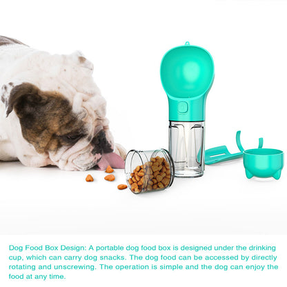 3-in-1 Portable Pet Water Bottle Feeder with Garbage Bag Storage